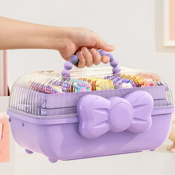 Cute Girls Hair Accessories Storage Bin Organizer Box, Jewelry Box for Hair Ties, Clips, Headbands, Multipurpose Organizer for Bedroom and School