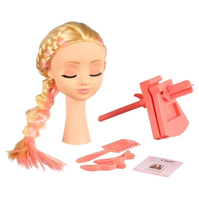 Cute Girls Hairstyles Styling Head Doll Playset, 20 Pieces