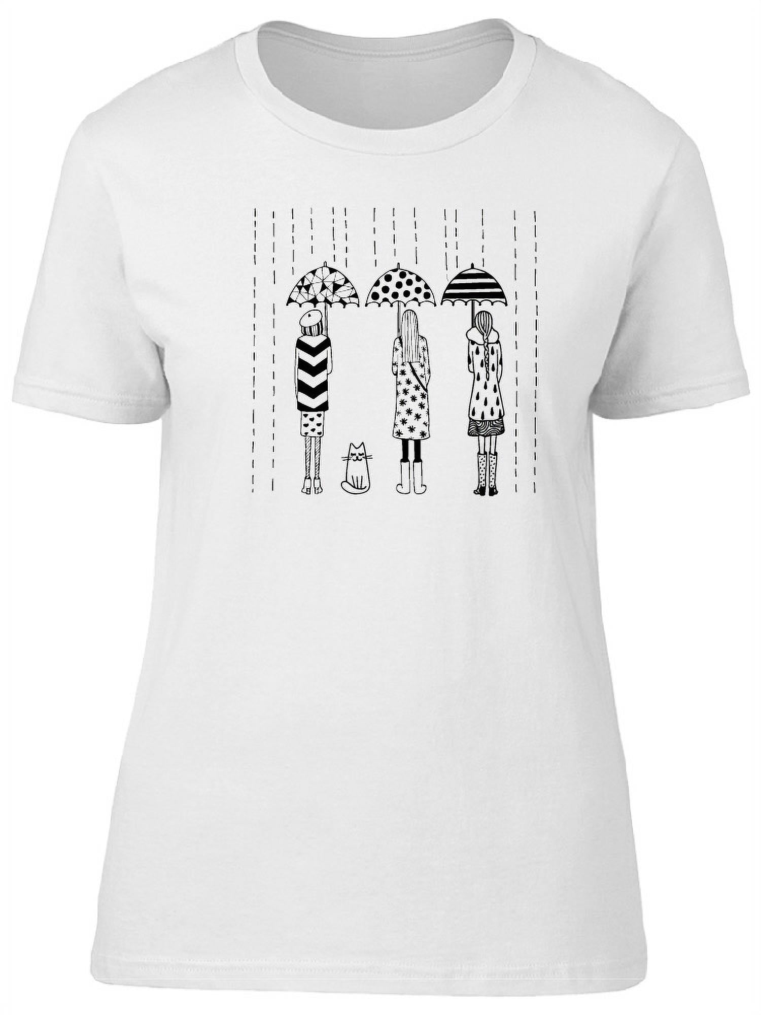 Cute Girls In The Rain Kitten T-Shirt Women -Image by