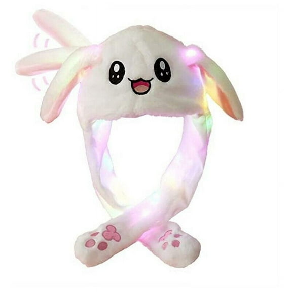 Cute Girls Rabbit Ear Dancing Up & Down LED Hat, Funny Bunny Ears Flap Moving Jumping Cap Warm Hat