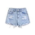 thumbnail image 1 of Girls' Denim Shorts Collection – Bow Embroidered / Distressed Ripped / Allover Bow Print High Waisted Denim Shorts for Kids Summer Casual Wear, 1 of 7