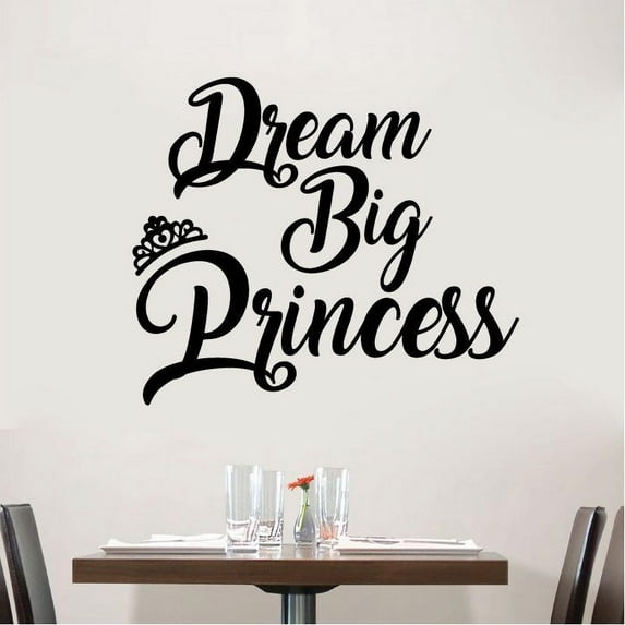 Cute Girls Room Vinyl Wall Decal - Dream Big Princess Wall Decoration For Girls Kids Baby Girl Nursery Wall Sticker Design Quote Home Room Bedroom Cute Wall Sticker Decal Decoration Size (20x20 inch)