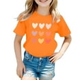 thumbnail image 1 of Cute Girls Shirts 7-8 Round Neck Letter Graphic Print Short Sleeve T Shirt Top Casual Daily Holidays Tops T-Shirts Toddler To Big Kid Orange,11-12Y, 1 of 4