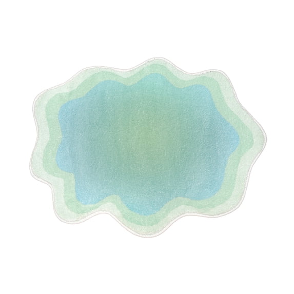 Cute Girly Clouds Carpet Gradient Wave INS Wind Bedroom Rug Living Room Bedside Mirror Front Carpet Cute Room Decor Furry Mat (Green,60x80cm)