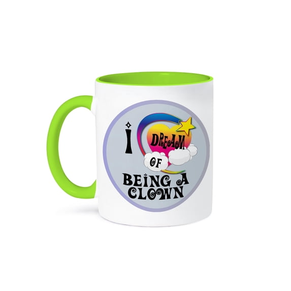 3dRose, Cute Girly Heart Star Clouds I Dream Of Being A Clown, 15oz Two-Tone Green Mug