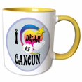 thumbnail image 1 of 3drose, Cute Girly Heart Star Clouds I Dream of Cancun, 11oz Two-tone Yellow Mug, 1 of 6