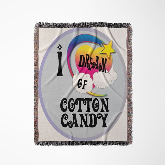 Cute Girly Heart Star Clouds I Dream Of Cotton Candy, Woven Blanket