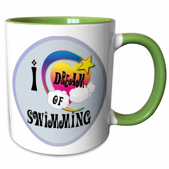 Cute Girly Heart Star Clouds I Dream Of Swimming 11oz Two-Tone Green Mug mug-166163-7