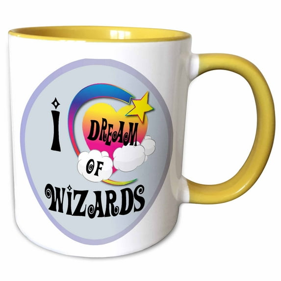 Cute Girly Heart Star Clouds I Dream Of Wizards 15oz Two-Tone Yellow Mug mug-166194-13
