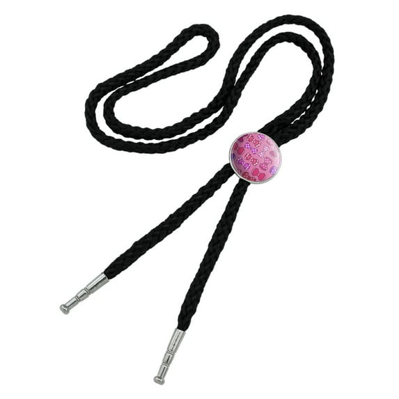 Cute Girly Pink and Purple Bows Pattern Western Southwest Cowboy Necktie Bow Bolo Tie