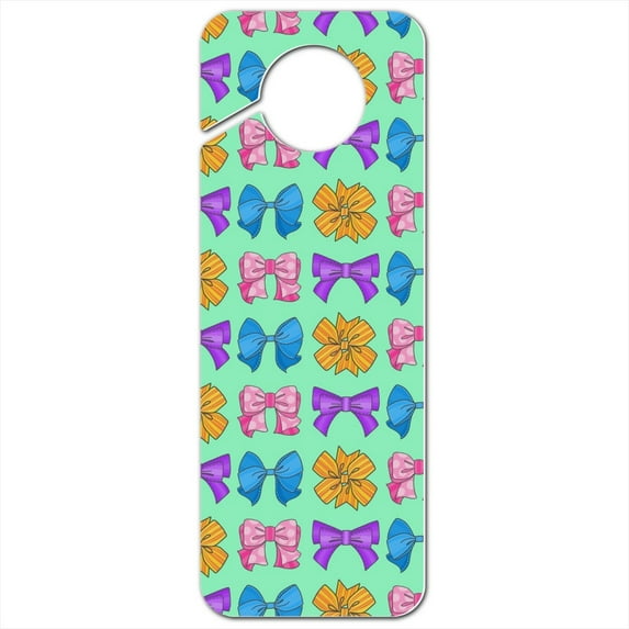 Cute Girly Ribbon Bows Set Plastic Door Knob Hanger Sign