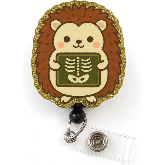 Cute Glitter Hedgehog X-Ray Badge Reel, Radiology ID Holder, Xray Tech | Cute Hedgehog X-Ray Design, Radiology Badge Reel, Retractable ID Holder, Xray Tech Gift, Imaging Professionals
