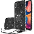 thumbnail image 1 of Cute Glitter Phone Case Kickstand for Samsung Galaxy A01 Case,Clear Bling Diamond Bumper Ring Stand Girls Women for Galaxy A01 - Black, 1 of 4