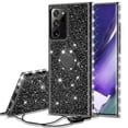 thumbnail image 1 of Cute Glitter Phone Case Kickstand for Samsung Galaxy Note 20 Case,Clear Bling Diamond Bumper Ring Stand Girls Women for Galaxy Note 20 5G - Black, 1 of 5
