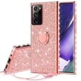 thumbnail image 1 of Cute Glitter Phone Case Kickstand for Samsung Galaxy Note 20 Case,Clear Bling Diamond Bumper Ring Stand Girls Women for Galaxy Note 20 5G - Rose Gold, 1 of 5