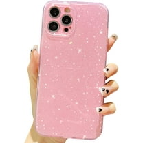 Cute Glitter Phone Case for iPhone 13 Pro Max 6.7 inch, Sparkly Bling Silicone Slim Bumper Shockproof Protective Cover for Women Girls (Pink)