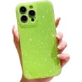thumbnail image 1 of Cute Glitter Phone Case for iPhone 12 Pro Case 6.1 inch, Sparkly Bling Silicone Slim Bumper Shockproof Protective Cover for Women Girls (Bright Green), 1 of 14