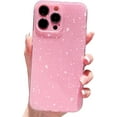 thumbnail image 1 of Cute Glitter for iPhone 12 Pro Case 6.1 inch, Soft Silicone Sparkly Bling Slim Bumper Shockproof Protective Phone Cover for Women Girls (Pink), 1 of 8