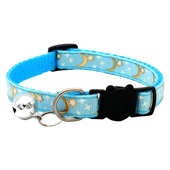 Cute Glow In The Dark Cat Collar With Moon Star Pendant, Adjustable Nylon Breakaway Collar For Cats, Comfortable Silky Daily Wear Safe Buckle