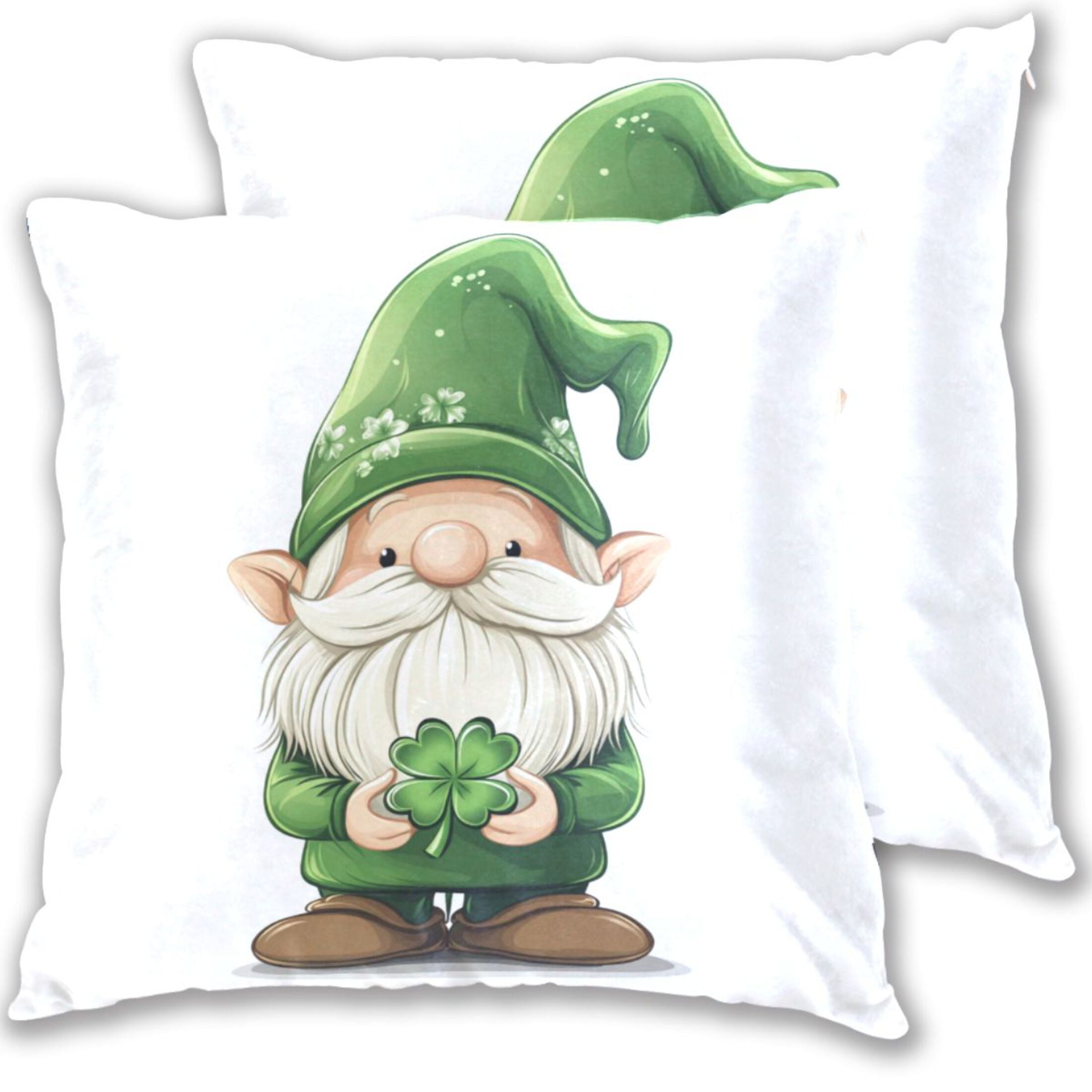 Cute Gnome Holds Clover St Patricks Day Throw Pillow Covers Pillowcases