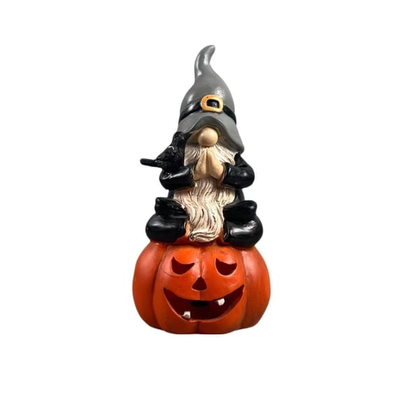 Cute Gnome Pumpkin Decor Halloween Indoor Decorations Funny Ghost Jack O Lantern Resin Figurine Tabletop Centerpiece Mantel Shelf Party Prop，C
