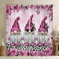 thumbnail image 1 of Cute Gnome Window Curtain Set of 2 Panels,Valentine's Day Romantic Lovers Window Drapes,Watercolor Pink Flowers Leopard Patchwork Curtain Adults Bedroom Decor,38Wx45L, 1 of 6