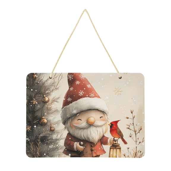 Cute Gnome on Snow Welcome Sign Front Door PVC 14x10 inch Hanger Hello Sign Farmhouse Wall Porch Home Outside Decor