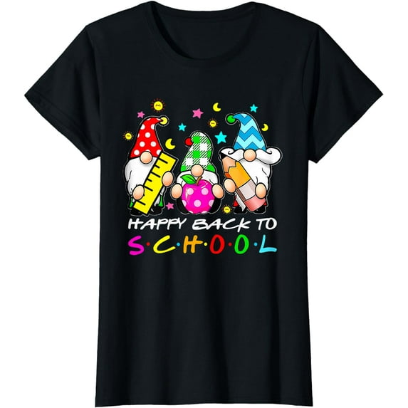 Cute Gnomes Happy Back To School Teachers Student First Day T-Shirt