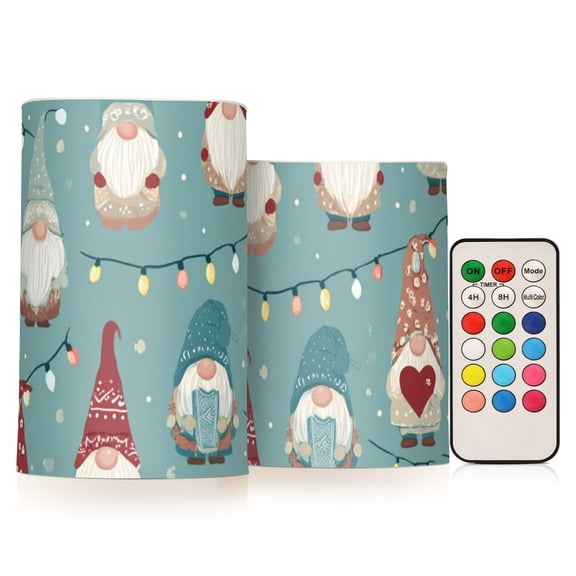 Cute Gnomes with Hearts Gifts Christmas Valentine Flickering Flameless Candles LED Tealight Battery Operated with Remote Set of 2 Holiday Decor Ornaments