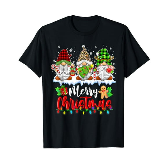 Cute Gnomes Merry Christmas Light Family Gnome Xmas Matching T-Shirt