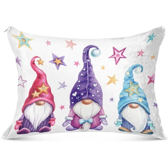 Cute Gnomes Plush Pillow Case, Zippered Bed Pillow Pillowcases, Super Soft and Cozy Pillowcase Covers for Sleep Decor Giftsation - Queen Size 20x30in