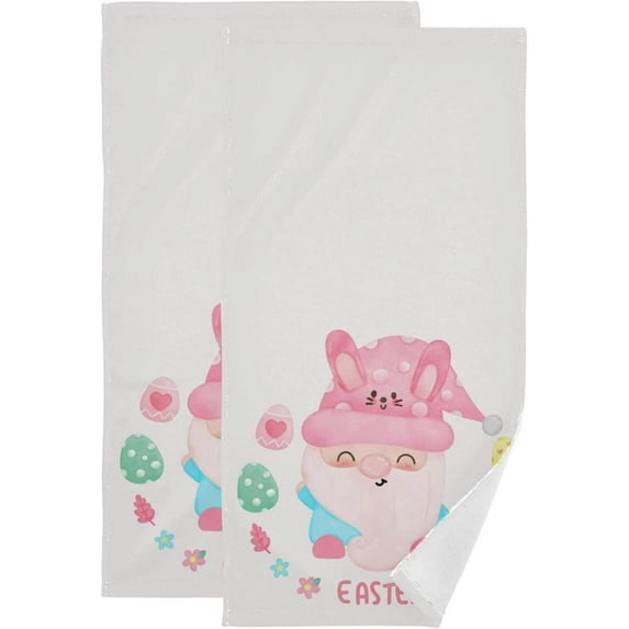 Cute Gnomes Rabbit Ears Hand Towels, Easter Holiday Spring Kitchen Towel Ultra Soft and Absorbent,Decorative Fingertip Face Towel for Bathroom Hotel, 2 PCS, 28.3"x 14.4"