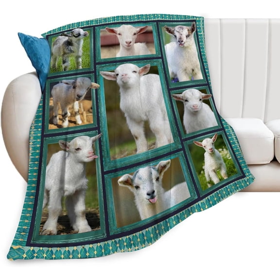 Cute Goat Blanket Farmhouse Animal Throw Blanket Goat Fuzzy Plush Blanket Ultra Soft for Goat Lover Gift Kids Teens Women Men Girls Boys Stuffed Decor for Home Bedding Sofas Couch Camping 60"X50"