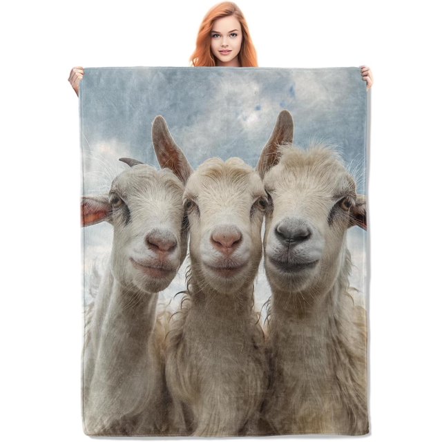 Cute Goat Blanket Gifts for Women Girls Soft Warm Lightweight Cozy