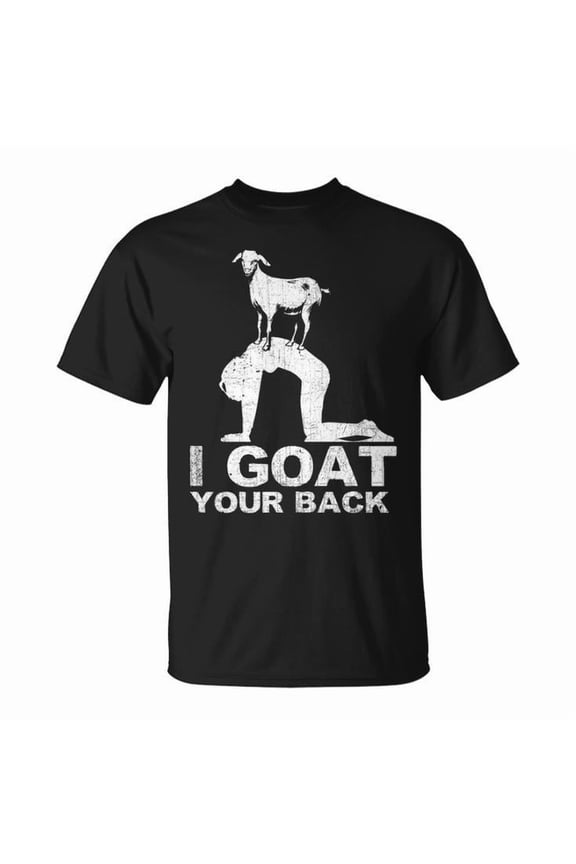 Cute Goat Yoga Graphic Cotton Tee for Adults – Unisex T-Shirt with 'I Goat Your Back' Yoga Pose Design, Casual Comfortable Everyday Wear, Size 5XL, Color Black