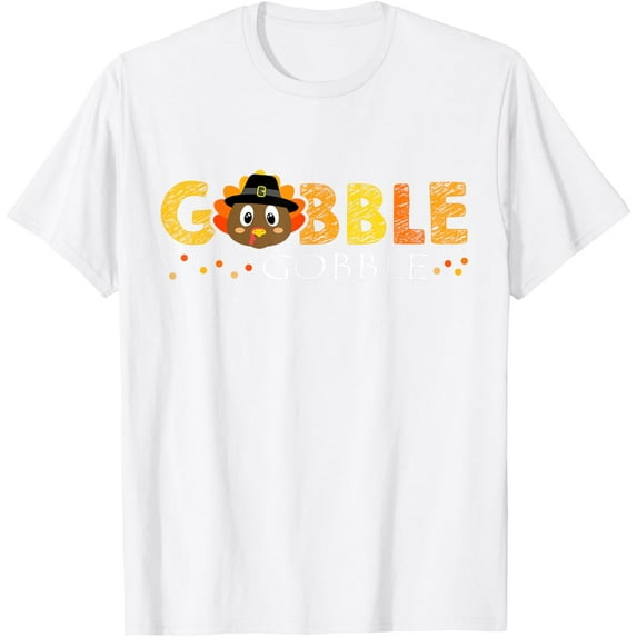 Cute Gobble Gobble Turkey Pilgrim Thanksgiving Mens T-Shirt