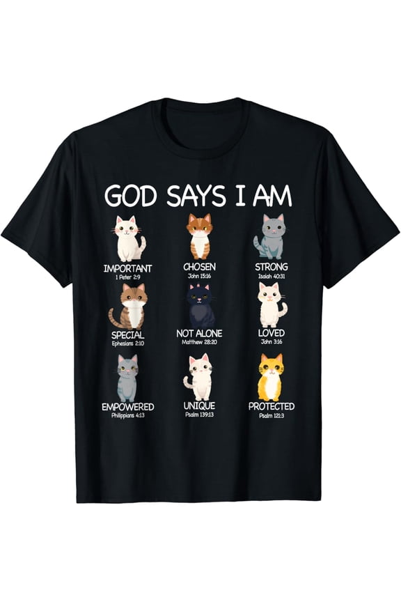 Cute God Says I Am Cat Lover Christian Girls T-Shirt
