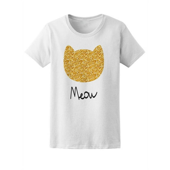 Cute Gold Purr Cat Meow T-Shirt Women -Image by Shutterstock, Female XX-Large