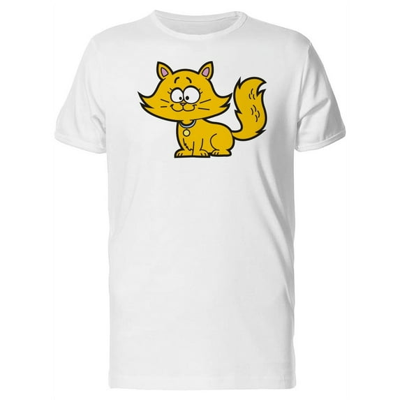 Cute Golden Cat Caricature T-Shirt Men -Image by Shutterstock, Male 4X-Large