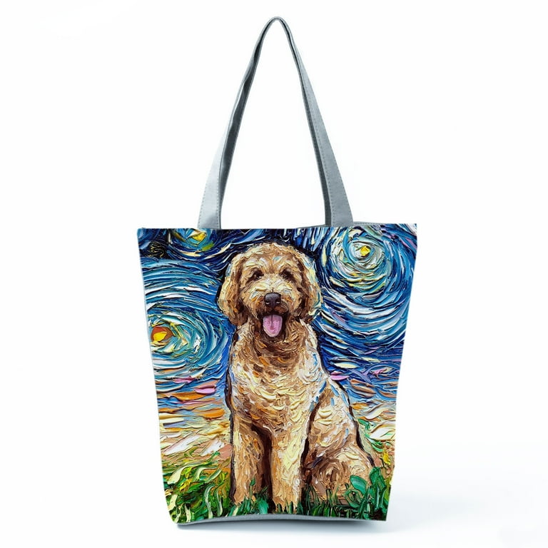 Cute Golden Doodle Shopping Bags Foldable Groceries Women Cute Golden Doodle Shopping Bags Foldable Groceries Women