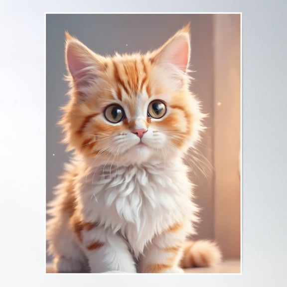 Cute Golden Kitty Cat Portrait Poster Wall Art, Modern Wall Decor, 8x12 UNFRAMED