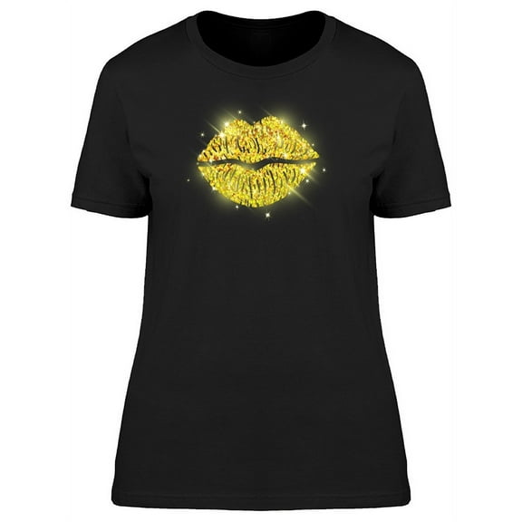 Cute Golden Lips T-Shirt Women -Image by Shutterstock, Female XX-Large