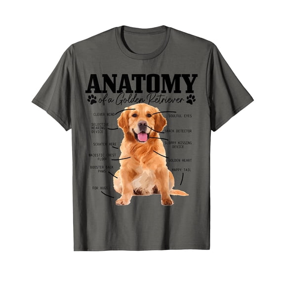 Cute Golden Retriever Anatomy Graphic Comfort Colors T-Shirt for Dog Lovers