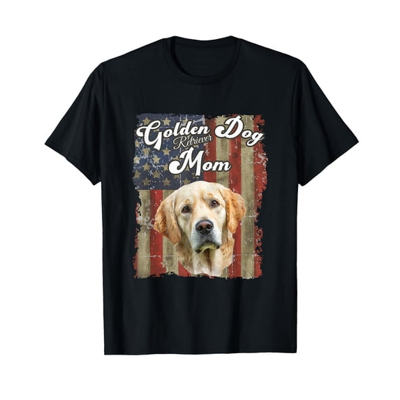 Cute Golden Retriever Dog Mom Patriotic USA Flag Design T-Shirt for Dog Lovers