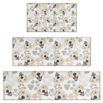 Cute Golden Retriever Kitchen Rugs Sets Of 3,Kitchen Runner Rugs Non Skid Washable,Decorative Kitchen Floor Mats for Kitchen,Sink,Laundry,17"x30"  17"x47"   17"x59"