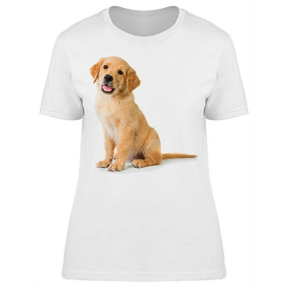 Cute Golden Retriever Sitting T-Shirt Women -Image by Shutterstock, Female Small