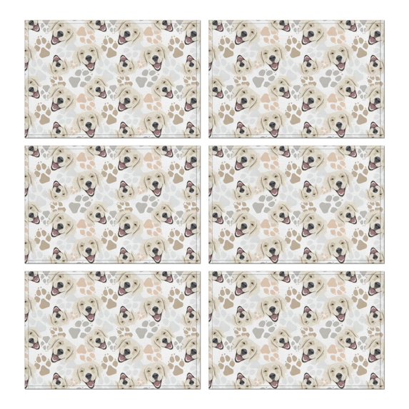 Cute Golden Retriever Summer Placemats Table Placemats Set Of 6-Linen Kitchen Washable Placemats Table Mats 11.8"x17.7"Non-Slip Heat Resistant