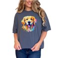 thumbnail image 1 of Cute Golden Retriever Watercolor Art, Colorful Dog Lover Shirt, Rainbow Pet Portrait Tee, Animal Lover Gift, Artistic Dog Print Top, Denim Comfort Colors T-Shirt, Small, 1 of 1