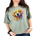 thumbnail image 1 of Cute Golden Retriever Watercolor Art, Colorful Dog Lover Shirt, Rainbow Pet Portrait Tee, Animal Lover Gift, Artistic Dog Print Top, Moss Comfort Colors T-Shirt, 2XL, 1 of 1