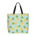 Cute Golden Yellow Pineapple Canvas Tote Bag for Women, Reusable